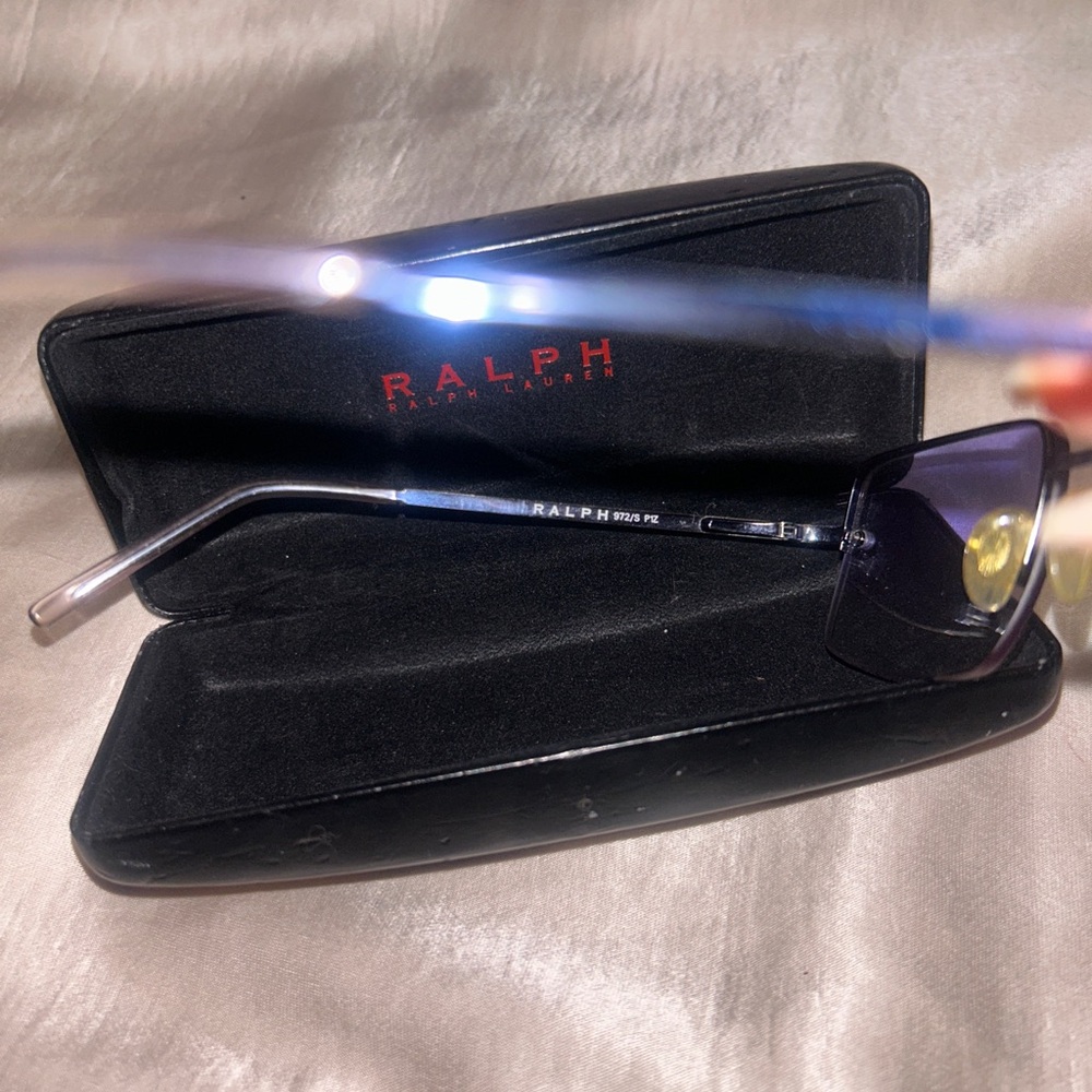 Vintage Ralph Lauren Rectangular Rimless Blue Gradient Lenses Sunglasses - Picture 6 of 9